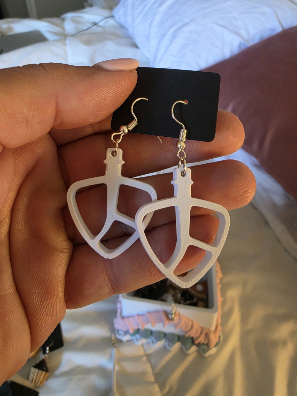 White 3d Printed Mixer Paddle Drop Earrings - For My Baking Women Accessories